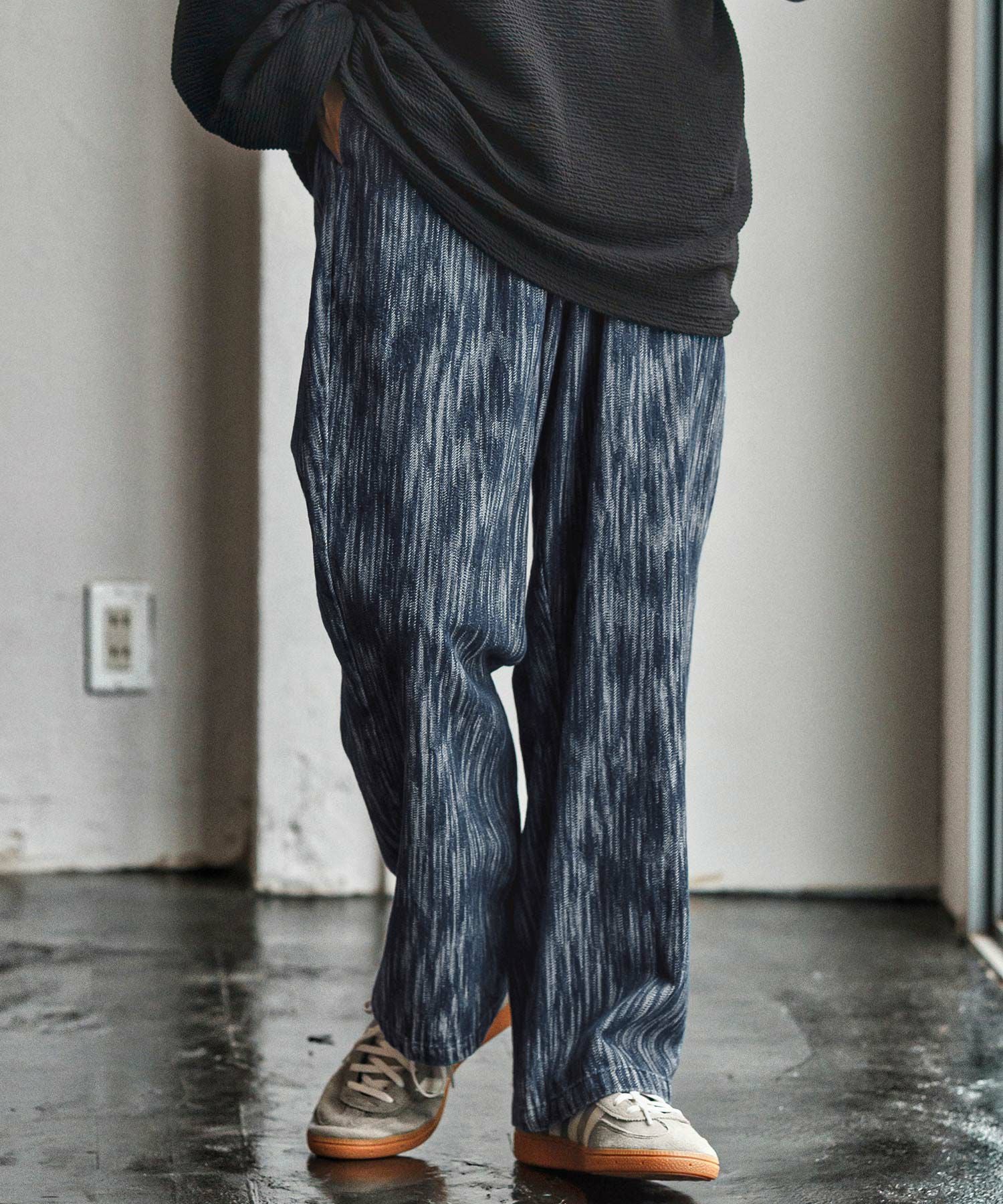 CAMBIO(カンビオ)】Denim Jacquard Wide Straight Pants ワイド