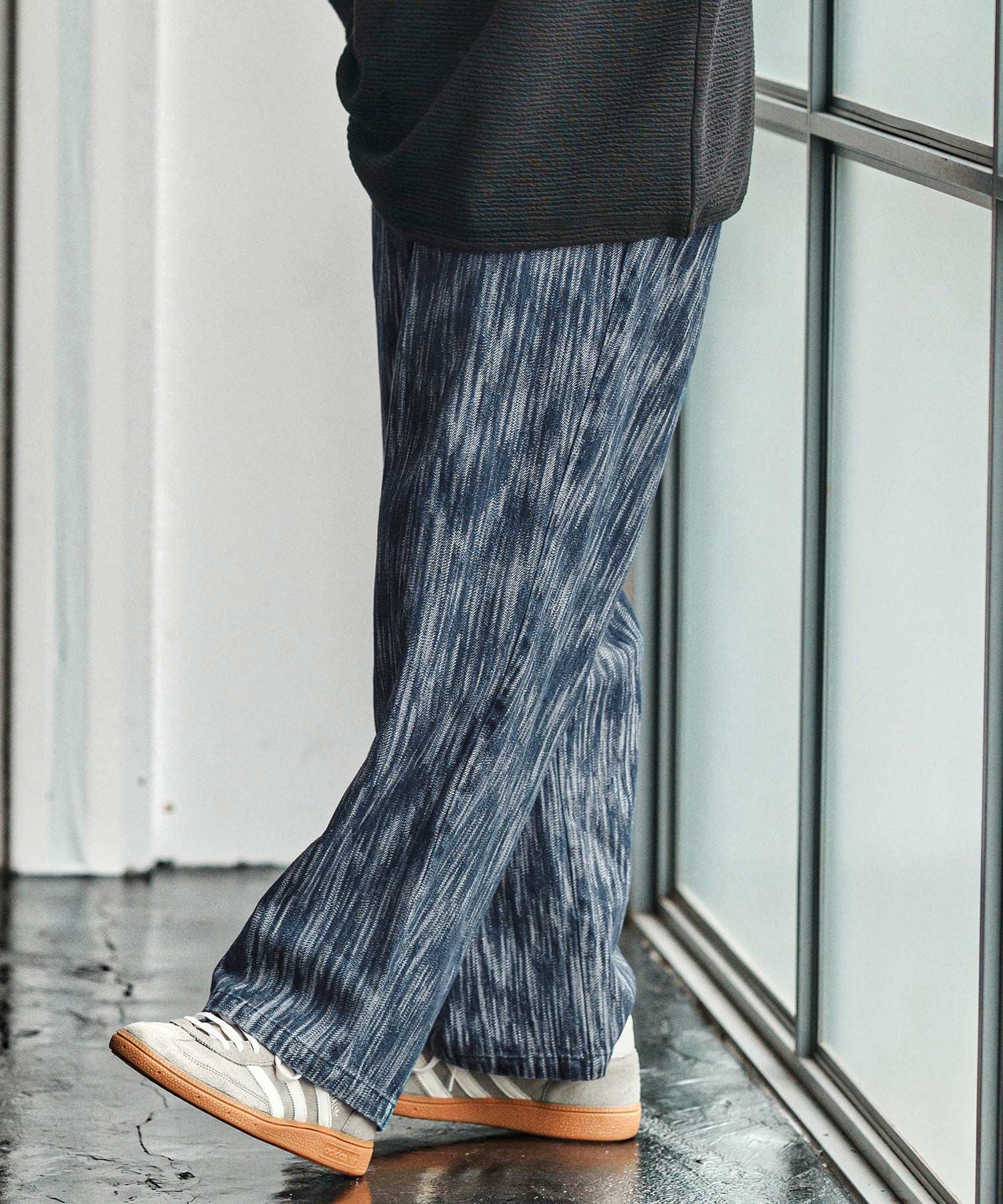 CAMBIO ジャガードデニム ワイドストレートパンツ ダークグレー CAMBIO(カンビオ)】Denim Jacquard Wide Straight Pants ワイド