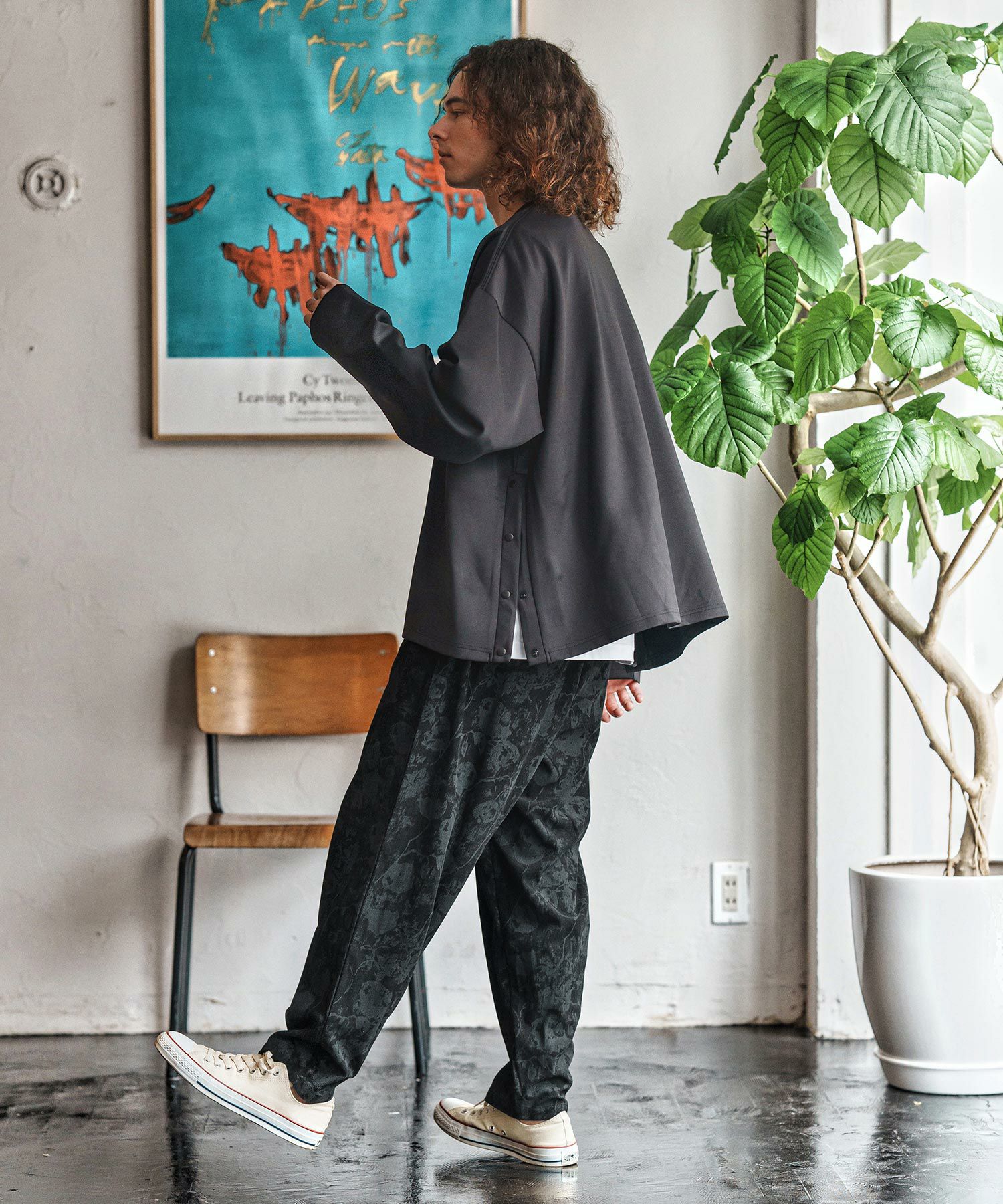 ハグオーワー コーデュロイ コーデュロイバルーンパンツ チャコール 黒 CAMBIO(カンビオ)】Dark Flower Corduroy Balloon Pants コーデュロイ