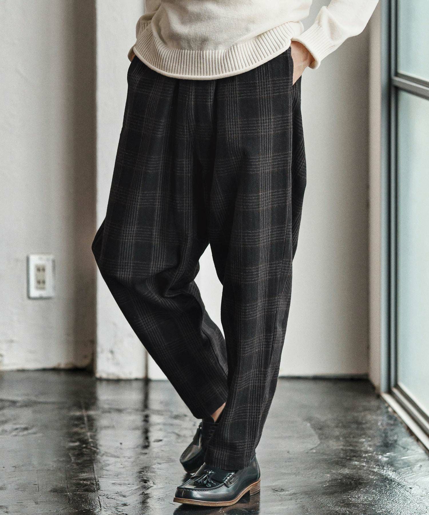チェック柄バルーンサルエルパンツ CAMBIO(カンビオ)】Classical Check Balloon Pants チェック柄バルーン