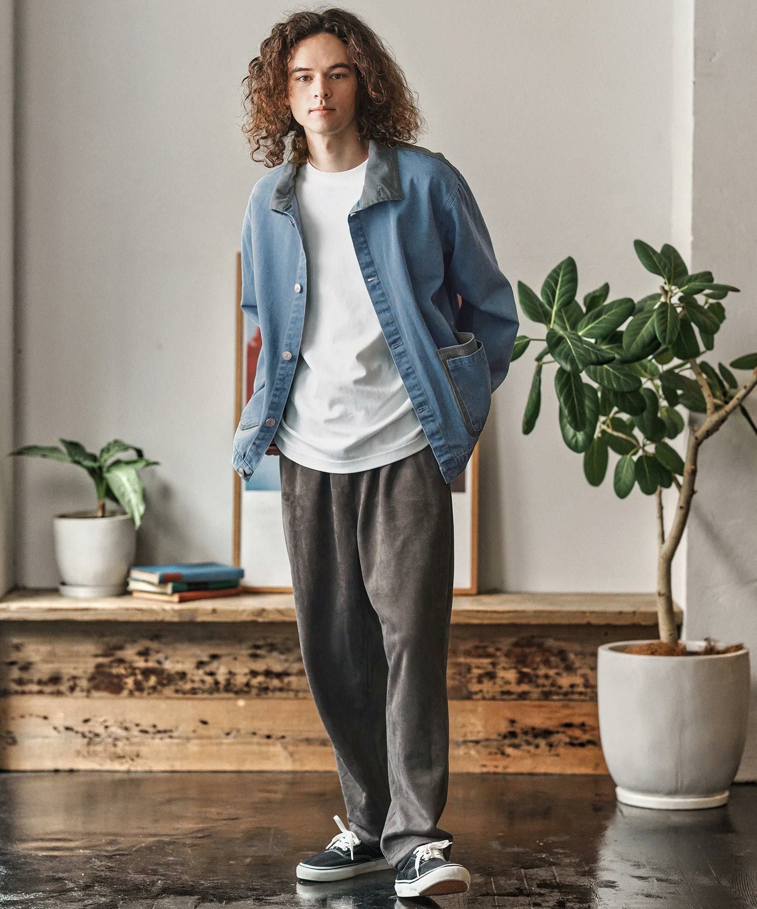 30%OFF【CAMBIO(カンビオ)】異素材切り替えスタンドカラージャケット