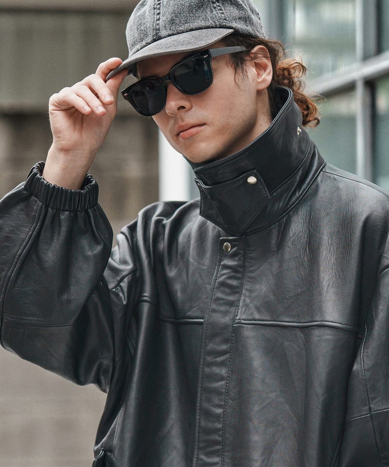 60%OFF【CAMBIO(カンビオ)】Oversized Re Product Leather Rib Blouson 