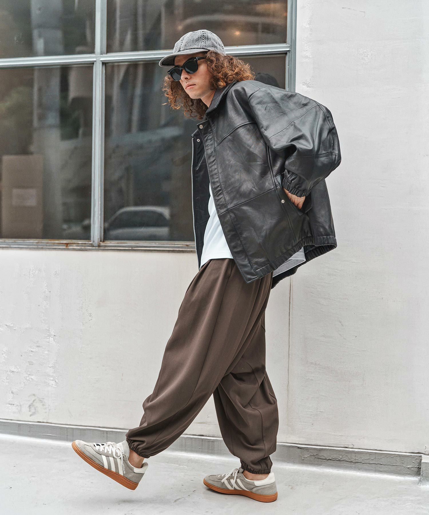 50%OFF【CAMBIO(カンビオ)】Oversized Re Product Leather Rib Blouson