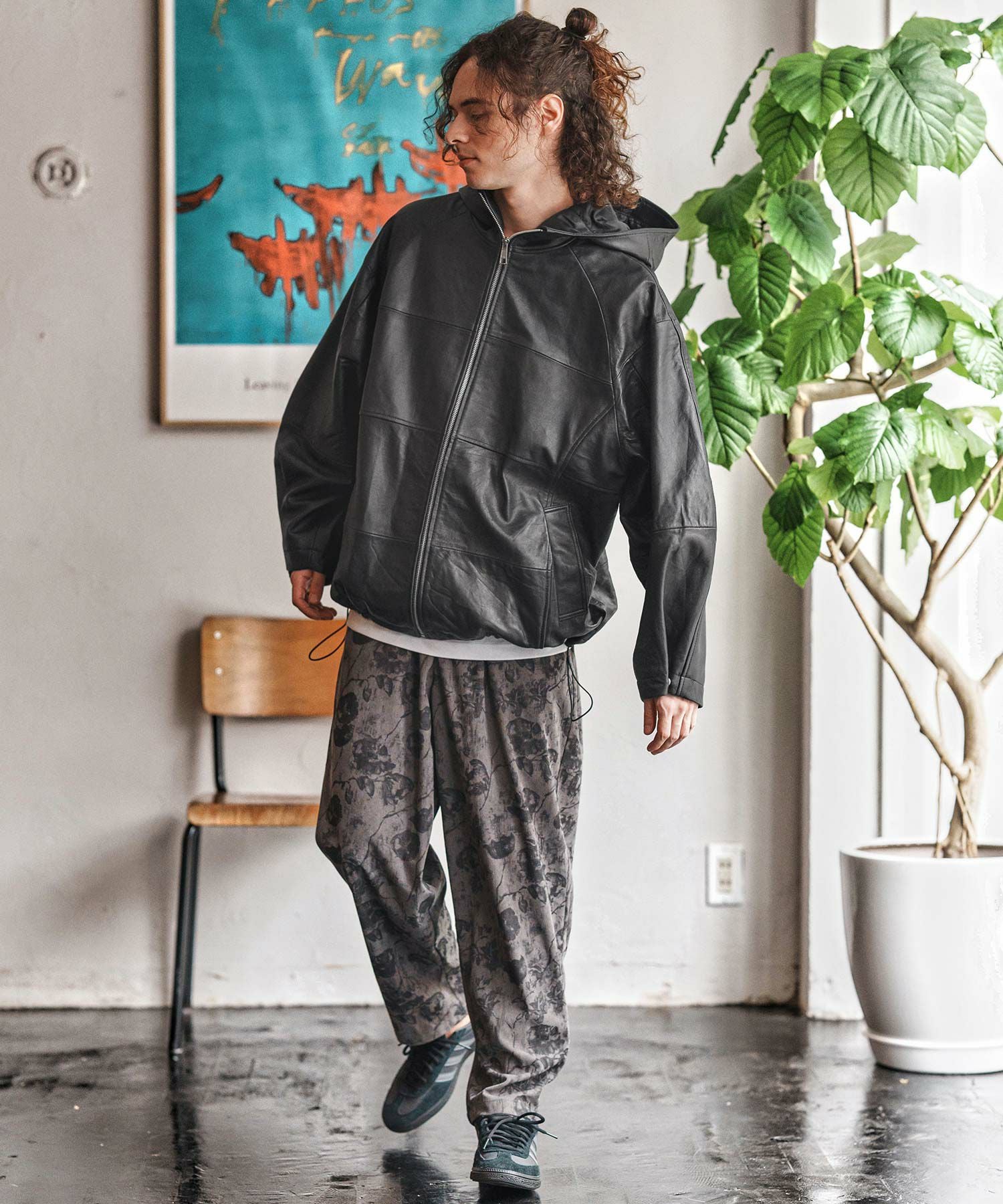 CAMBIO(カンビオ)】Oversized Re Product Leather Hooded Jacket