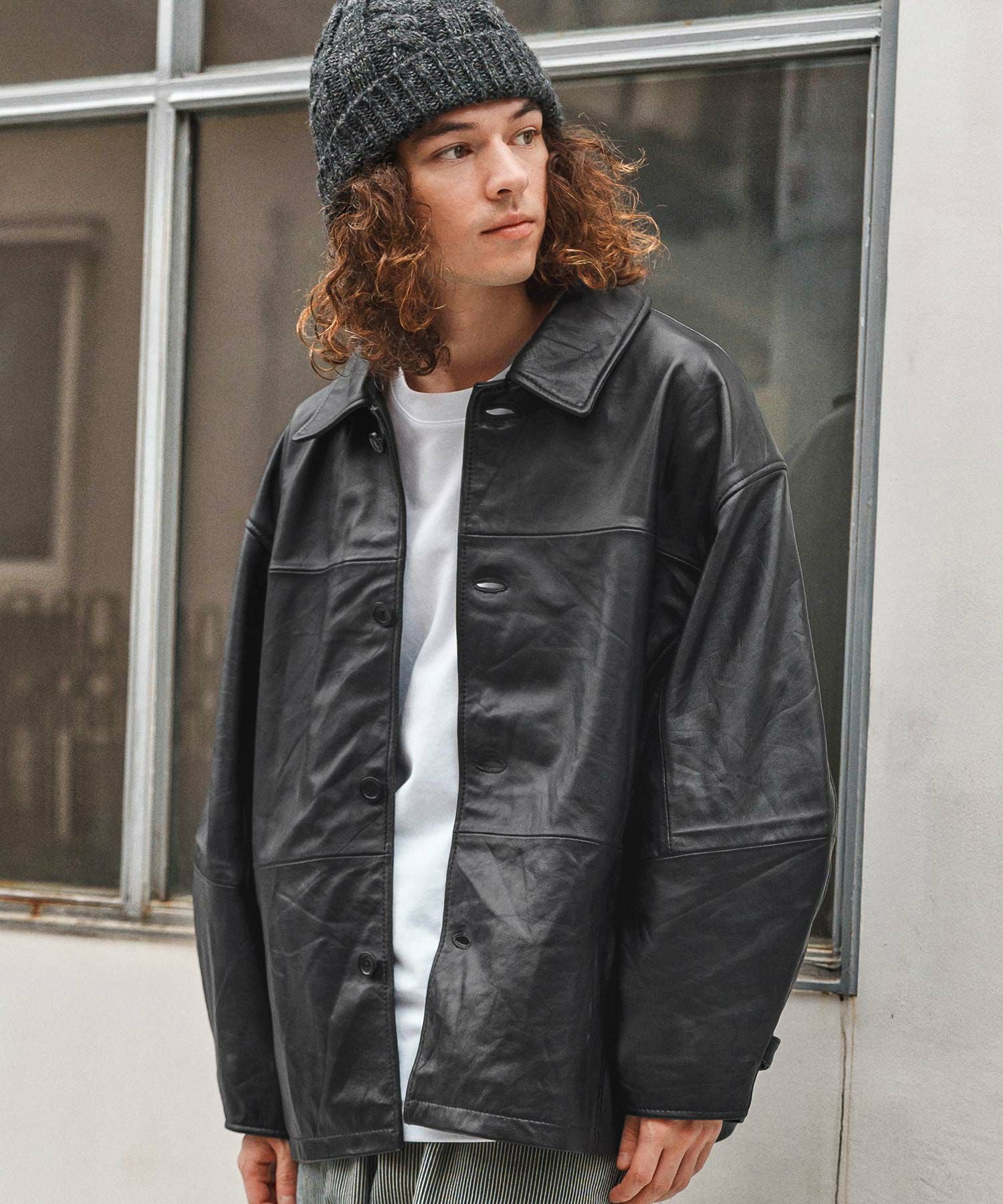 4日間限定値下げ‼️【CAMBIO】フェイクレザージャケット CAMBIO(カンビオ)】Synthetic Leather Military Stand Collar