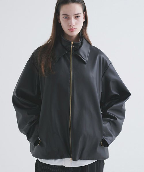 30%OFF【CULLNI(クルニ)】Faux Leather Layerd Collar Zip Up Jacket 