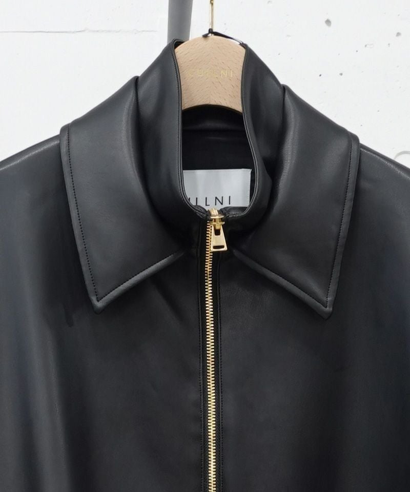 30%OFF【CULLNI(クルニ)】Faux Leather Layerd Collar Zip Up Jacket