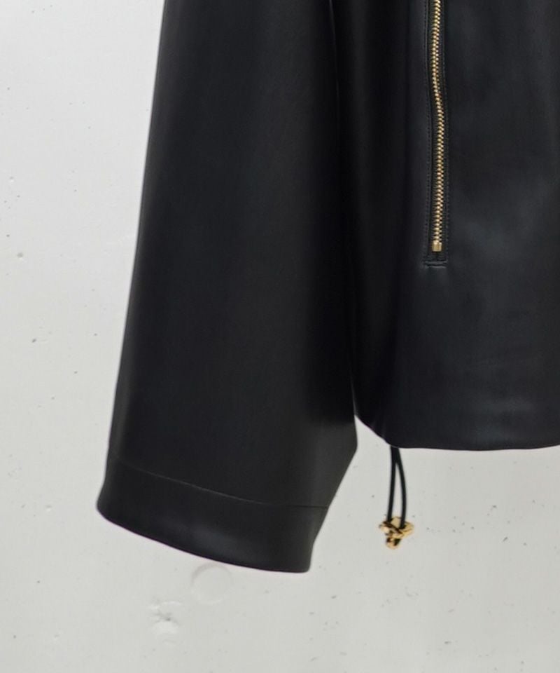 CULLNI 25-AW レザージャケット SIZE 2 30%OFF【CULLNI(クルニ)】Faux Leather Layerd Collar Zip Up Jacket