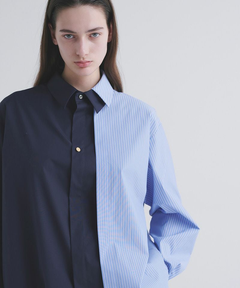 CULLNI(クルニ)】Stripe Asymmetrical Layered Shirt シャツ(25-AW