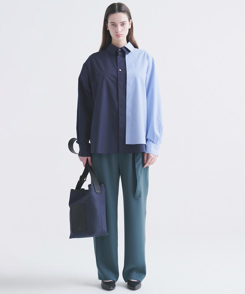 CULLNI(クルニ)】Stripe Asymmetrical Layered Shirt シャツ(25-AW