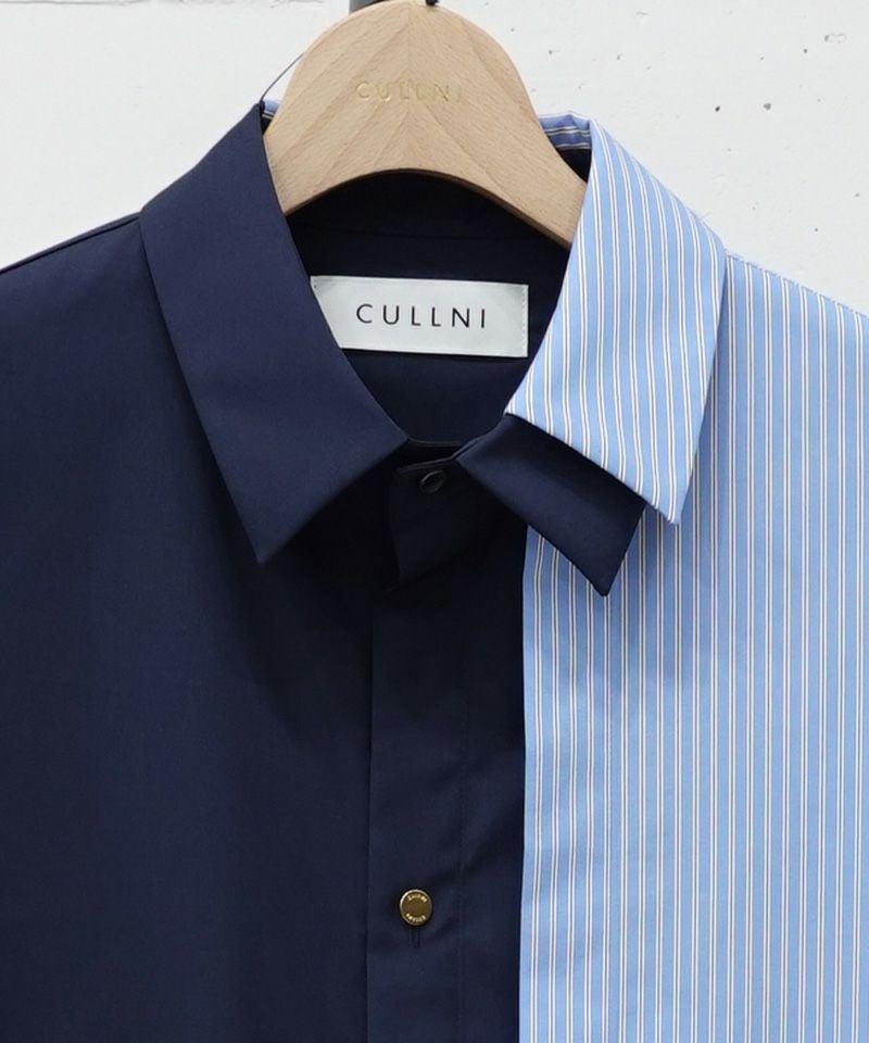 CULLNI(クルニ)】Stripe Asymmetrical Layered Shirt シャツ(25-AW