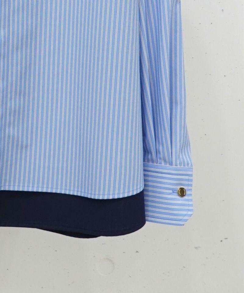 CULLNI(クルニ)】Stripe Asymmetrical Layered Shirt シャツ(25-AW