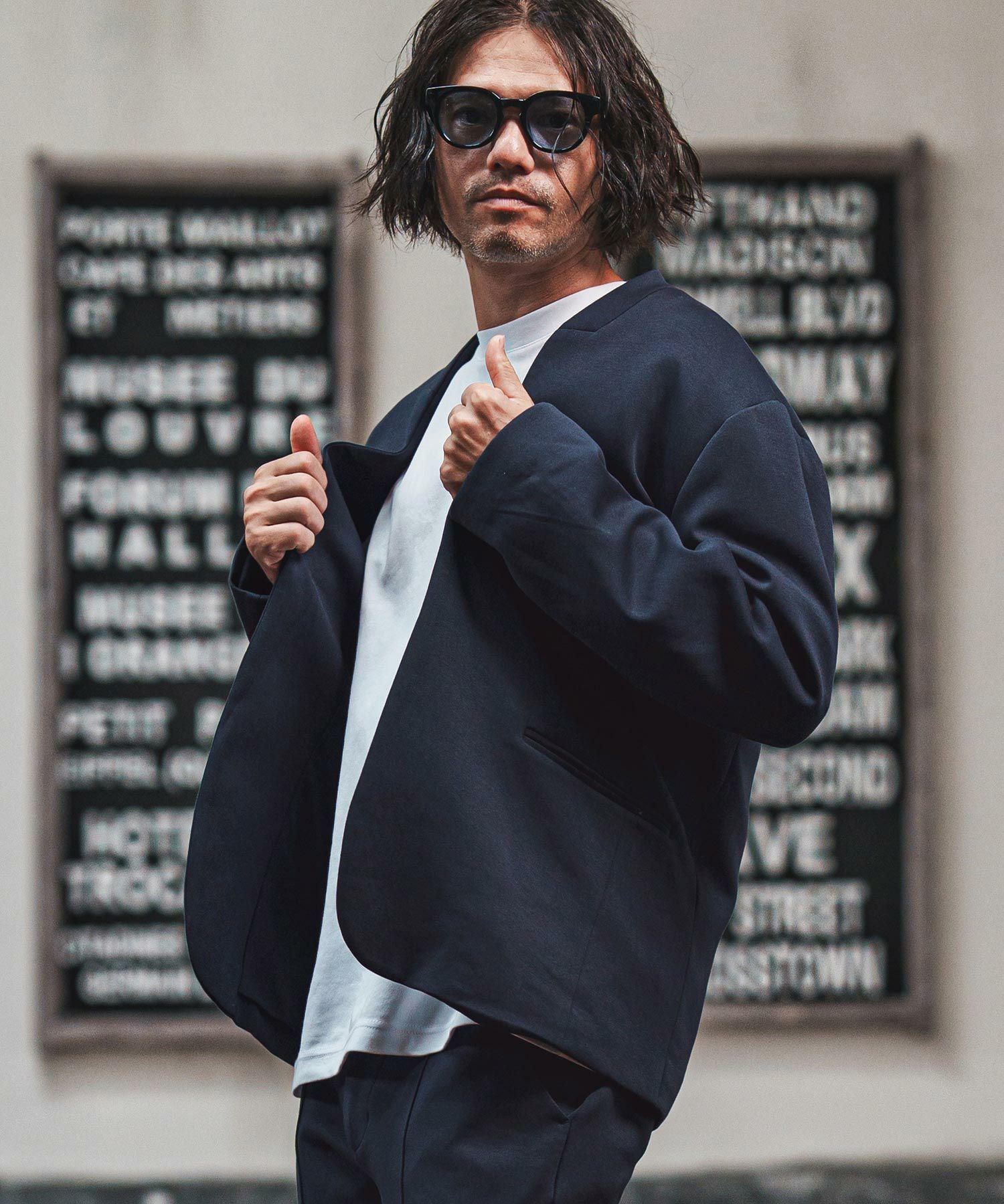 CAMBIO(カンビオ)】リラックスポンチノーカラージャケット(CMB-R0176