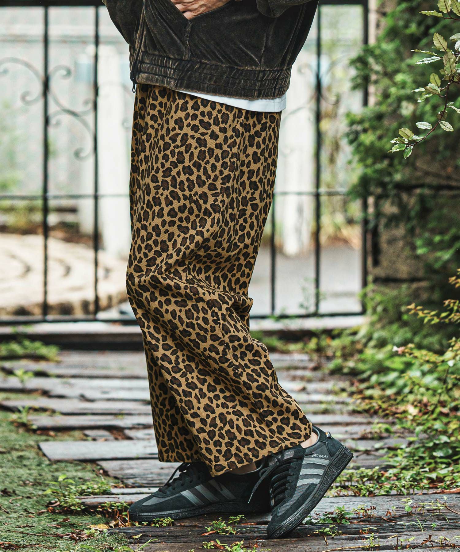 CAMBIO(カンビオ)】Leopard Twill Wide Straight Pants ワイド