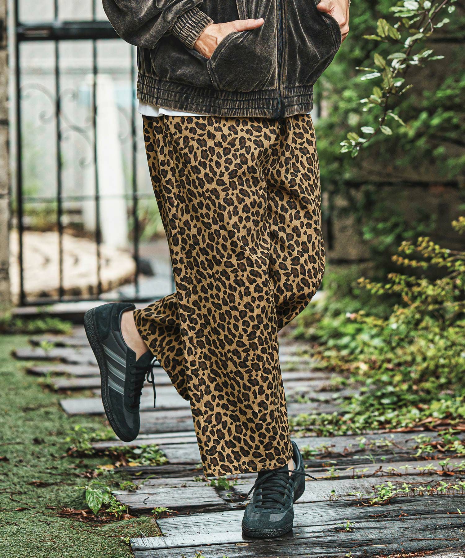 30%OFF【CAMBIO(カンビオ)】Leopard Twill Wide Straight Pants ワイド
