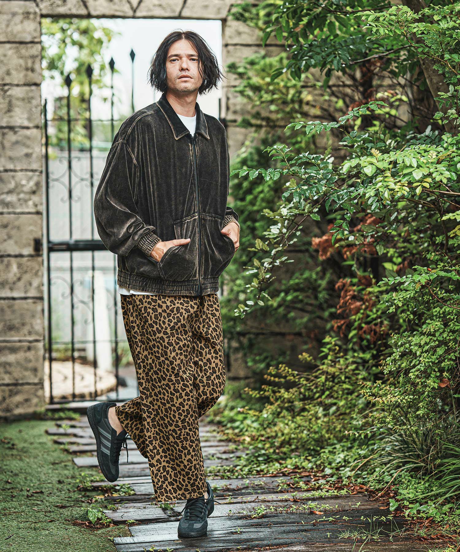 30%OFF【CAMBIO(カンビオ)】Leopard Twill Wide Straight Pants ワイド