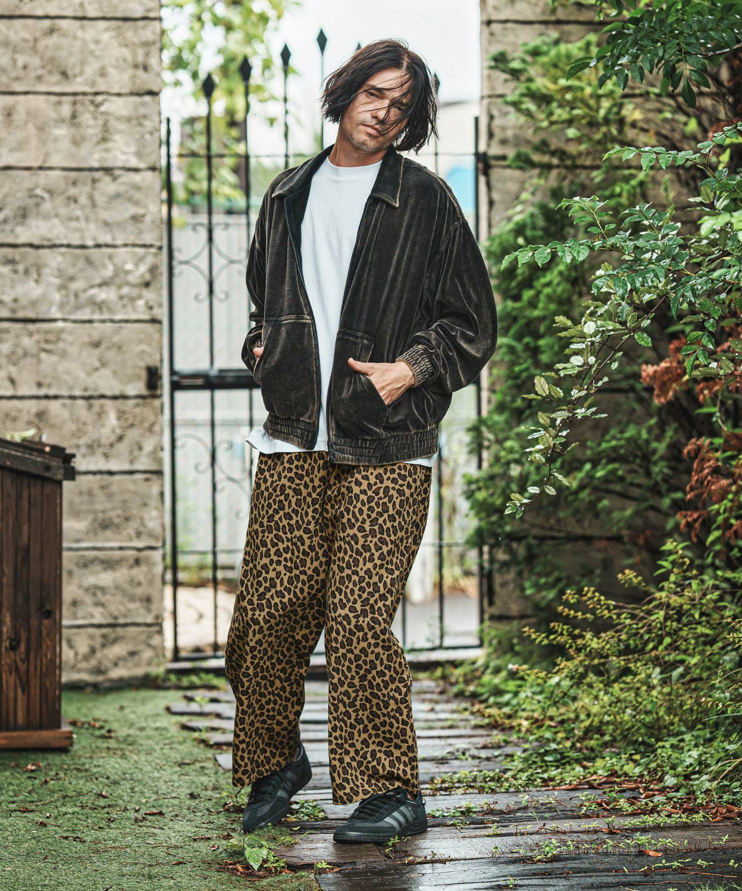 30%OFF【CAMBIO(カンビオ)】Leopard Twill Wide Straight Pants ワイド