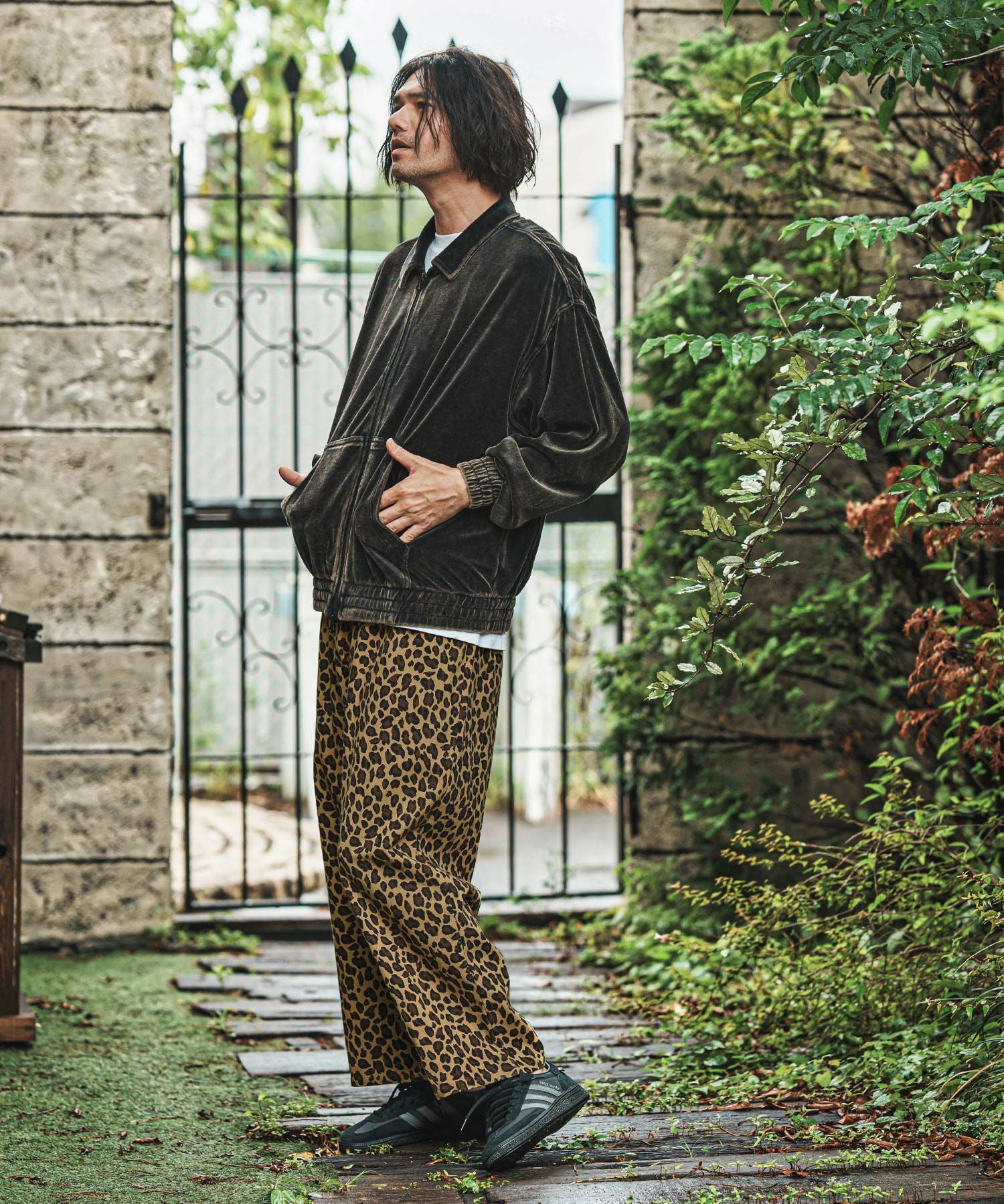 CAMBIO(カンビオ)】Leopard Twill Wide Straight Pants ワイド