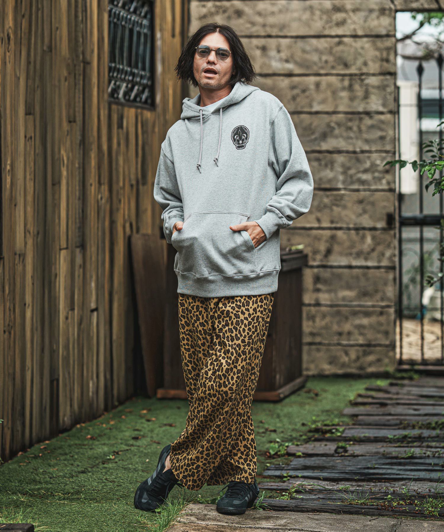 30%OFF【CAMBIO(カンビオ)】Leopard Twill Wide Straight Pants ワイド