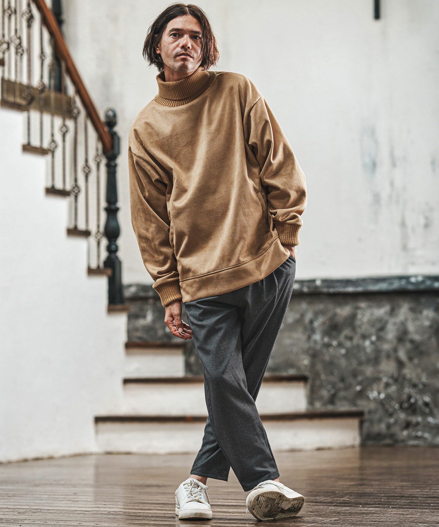 30%OFF【CAMBIO(カンビオ)】タック入りワイドテーパードシェフパンツ