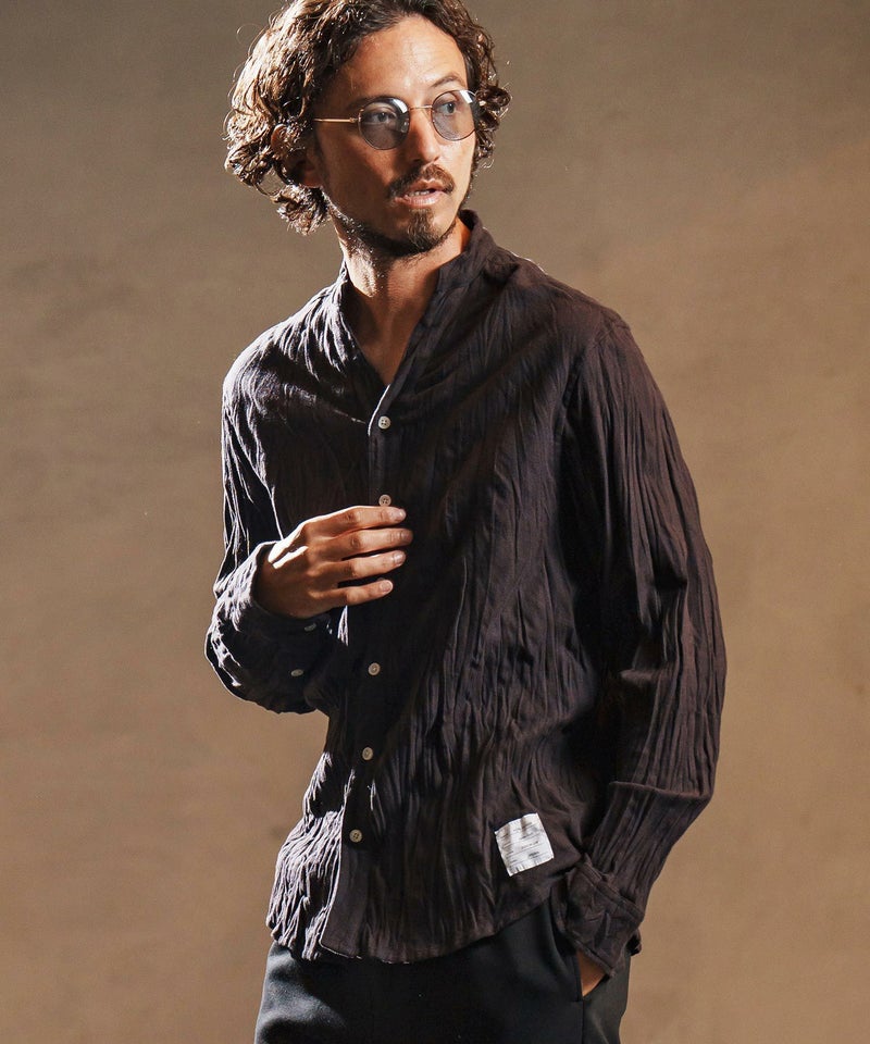 wjk reluxe】wrinkle band collar flannel shirts ネルシャツ(WR25W-15 