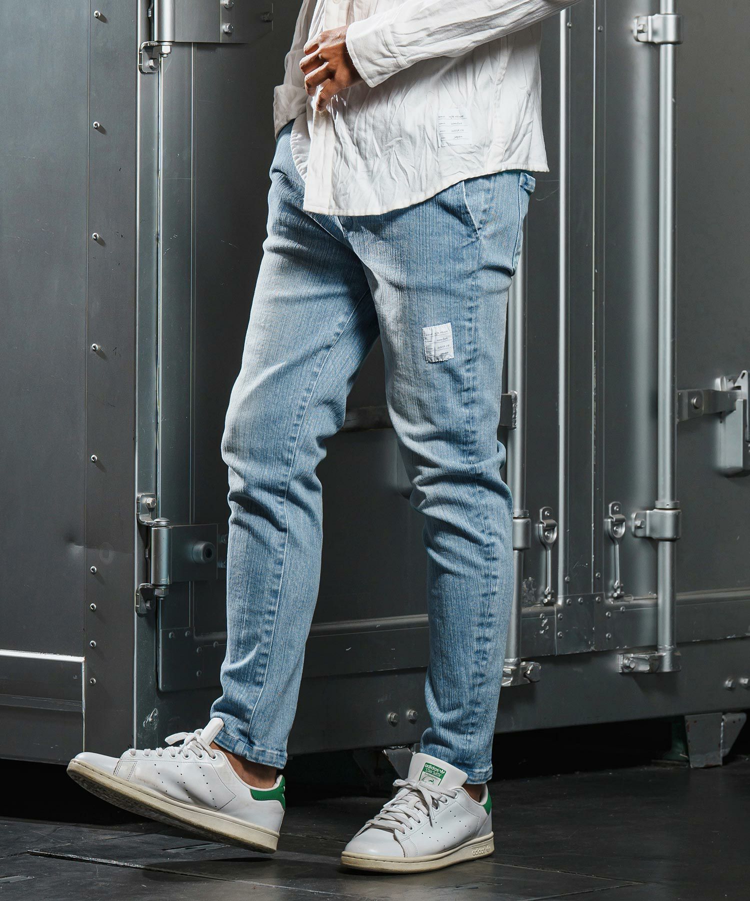 wjk reluxe】tight tension knit denim skinny pants デニムスキニー
