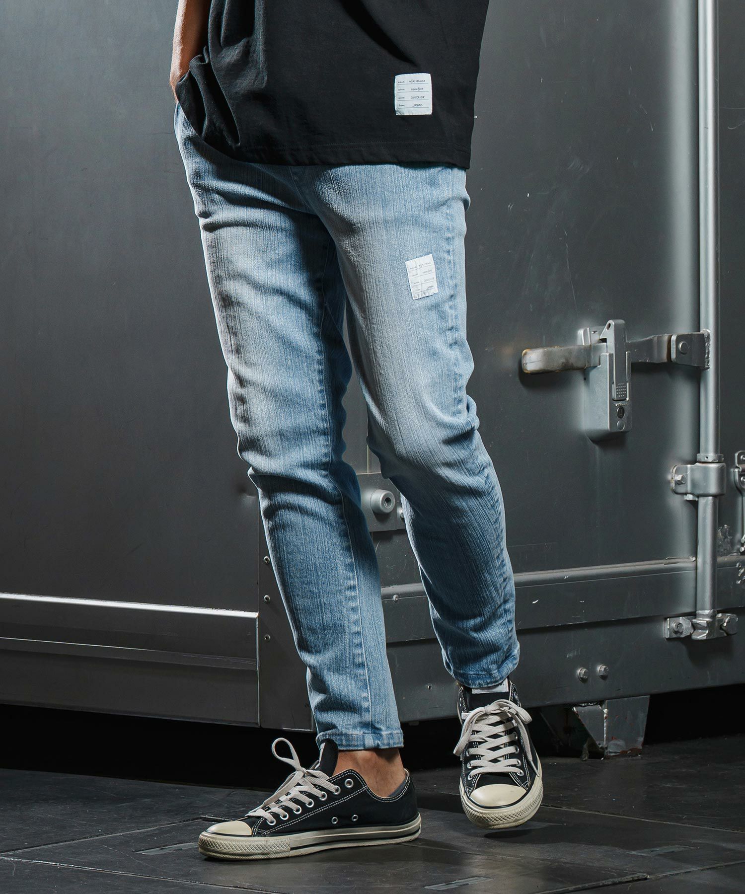 wjk reluxe】tight tension knit denim skinny pants デニムスキニー