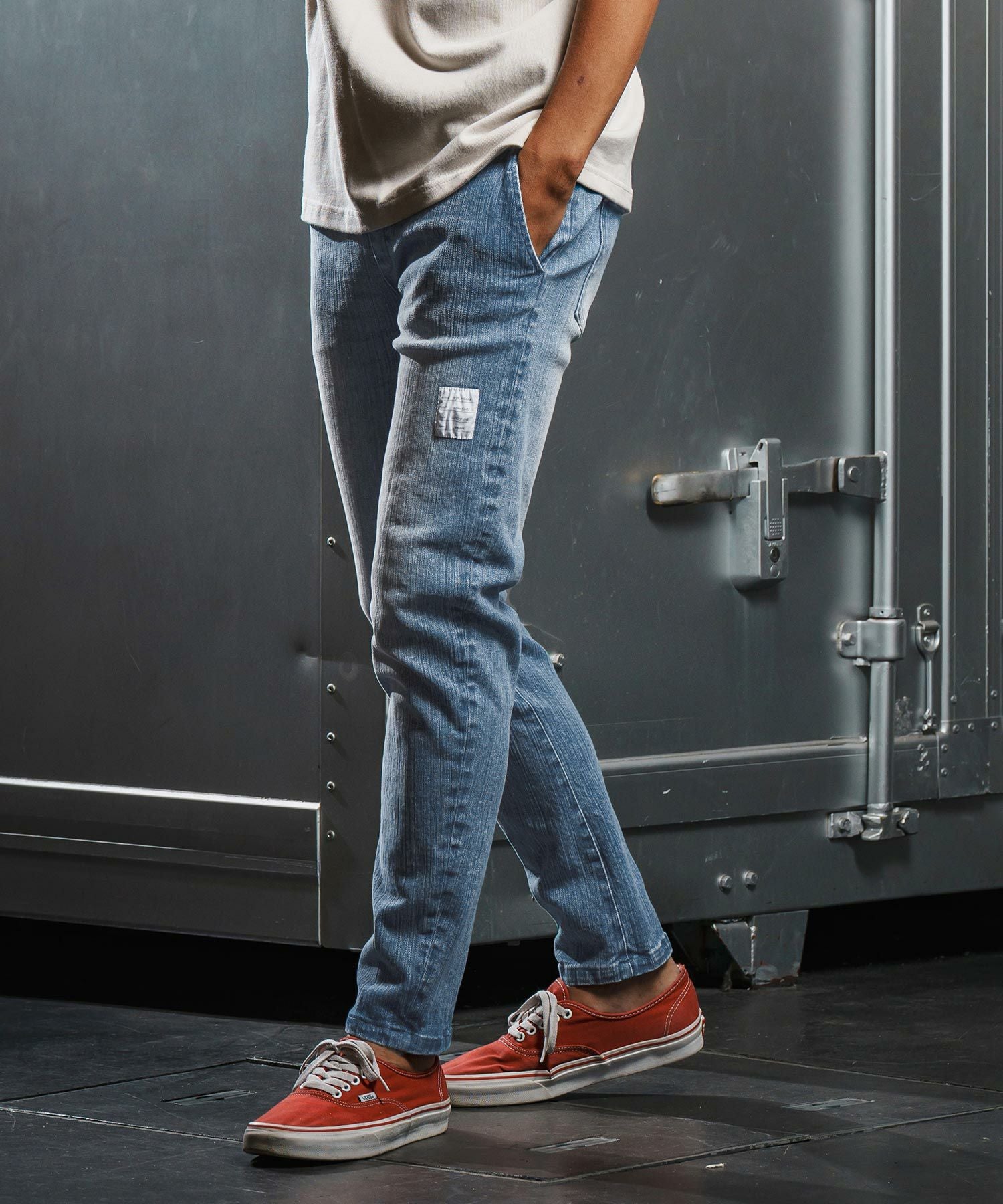 wjk reluxe】tight tension knit denim skinny pants デニムスキニー