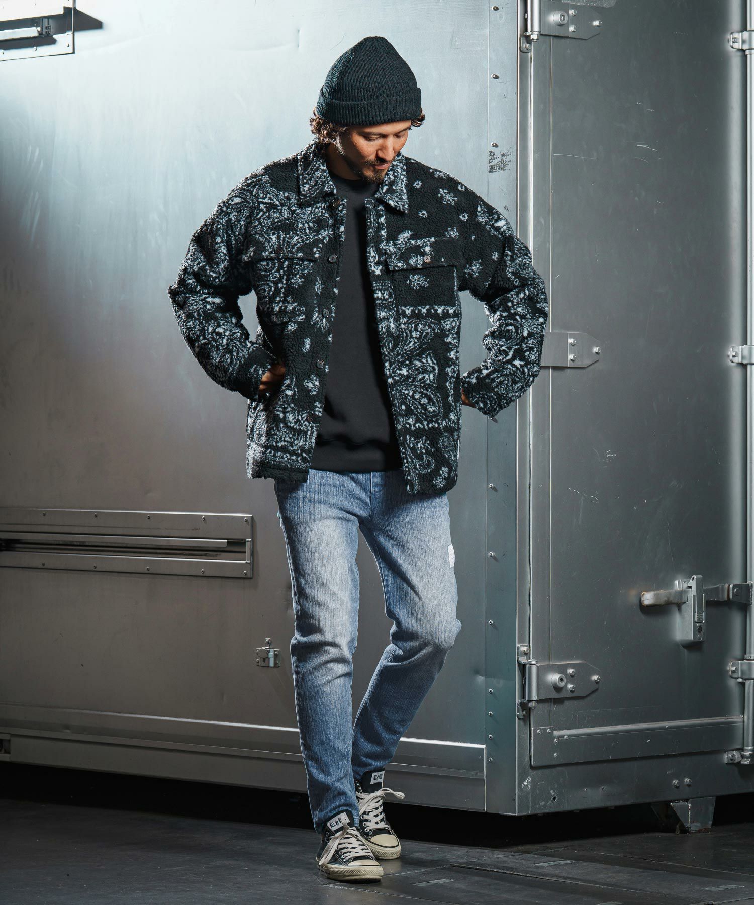 wjk reluxe】tight tension knit denim skinny pants デニムスキニー