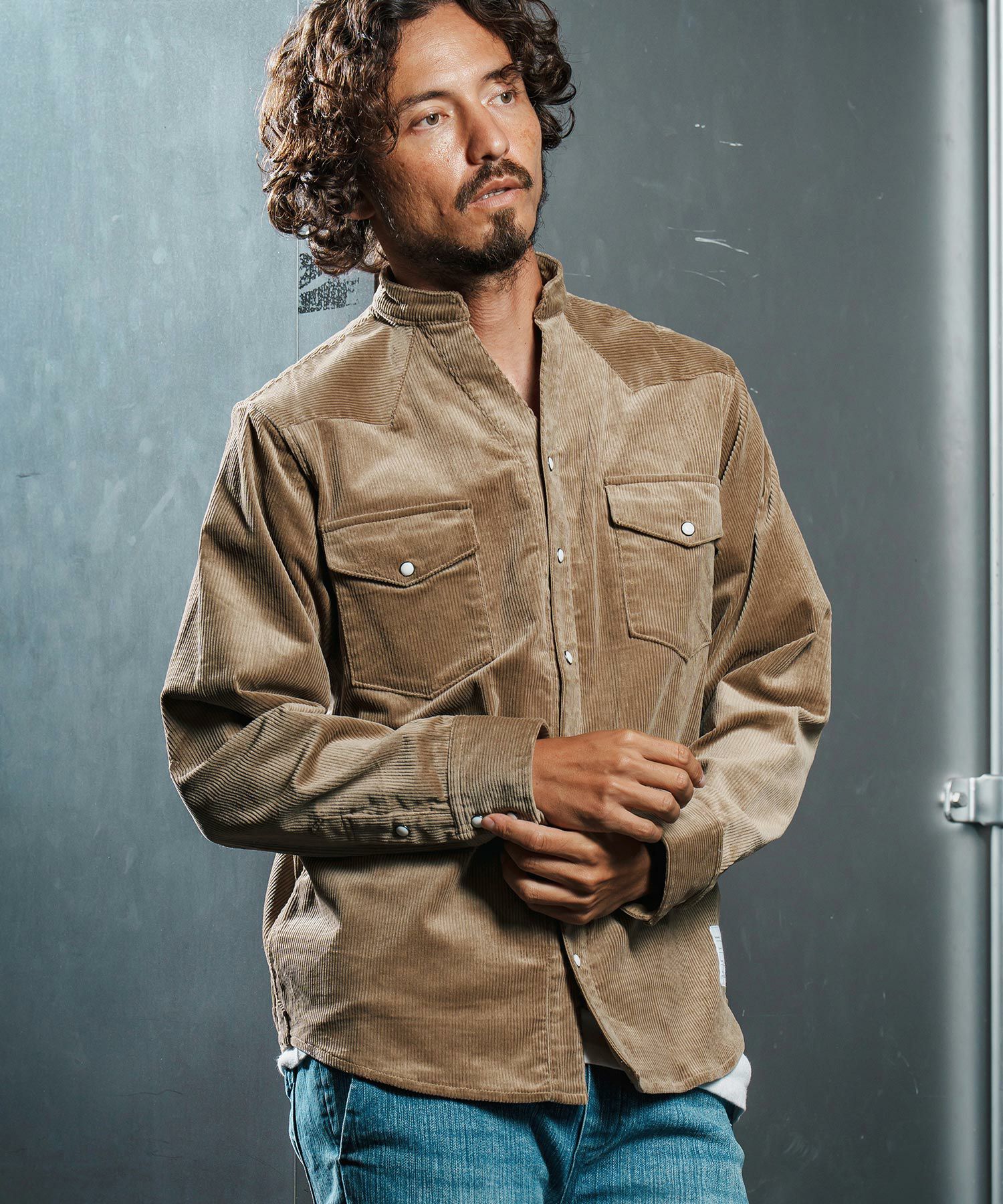 wjk reluxe】stretch corduroy band collar western shirts ウェスタン wjk reluxe】stretch corduroy band collar western shirts ウェスタン