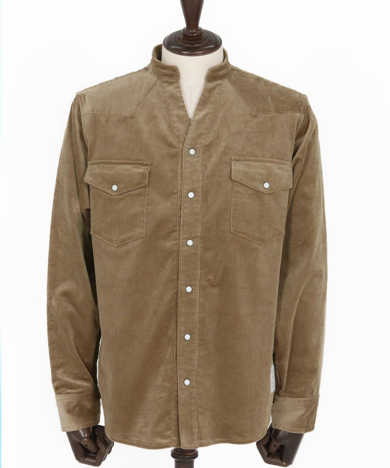 wjk reluxe】stretch corduroy band collar western shirts ウェスタン 