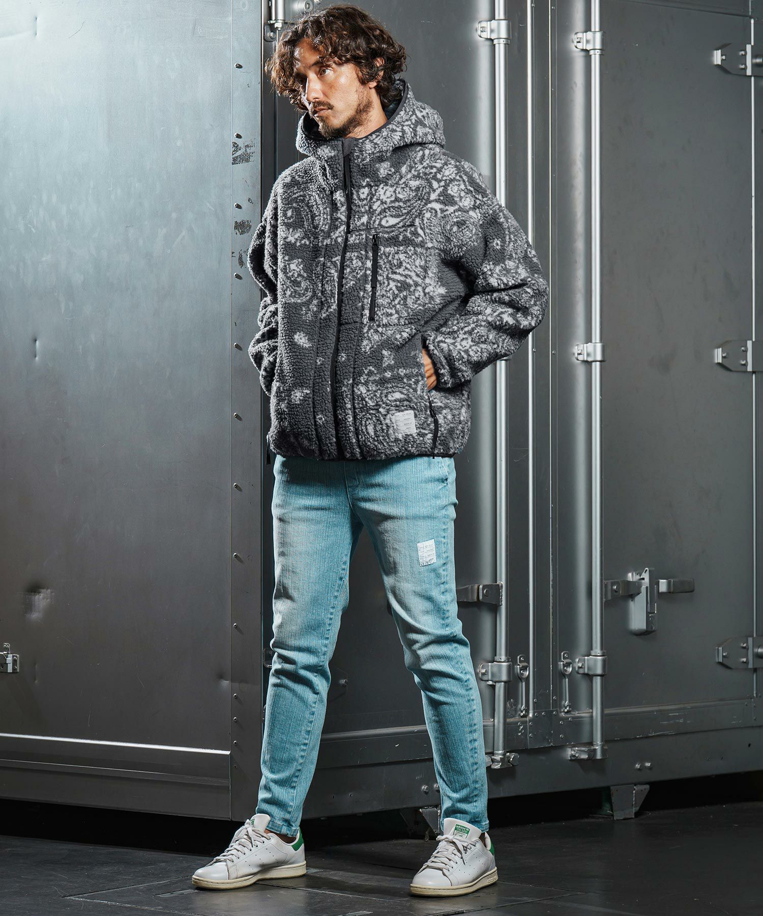 wjk reluxe】paisley pattern boa fleece parka ボアフリースパーカー