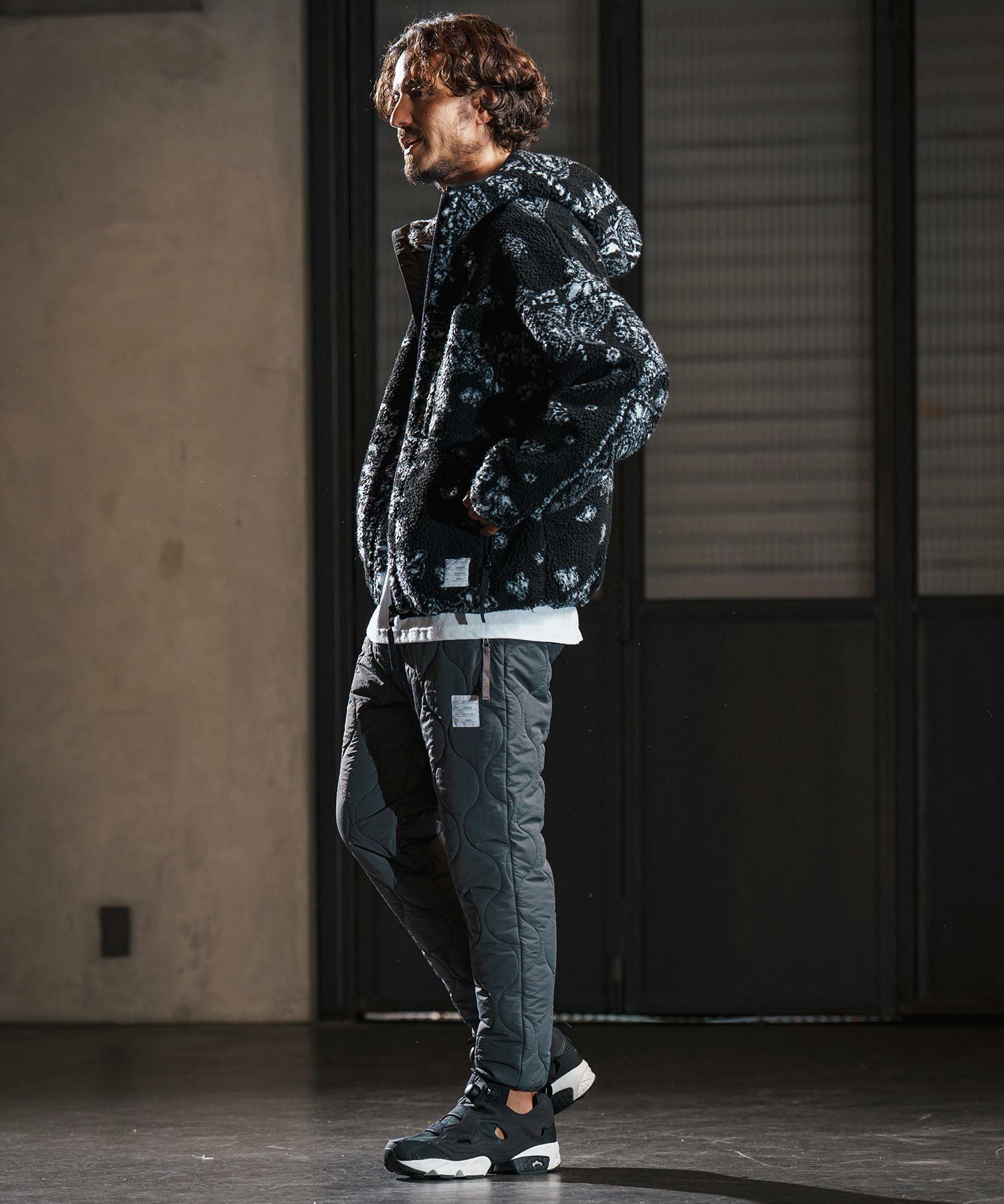 wjk reluxe】paisley pattern boa fleece parka ボアフリースパーカー