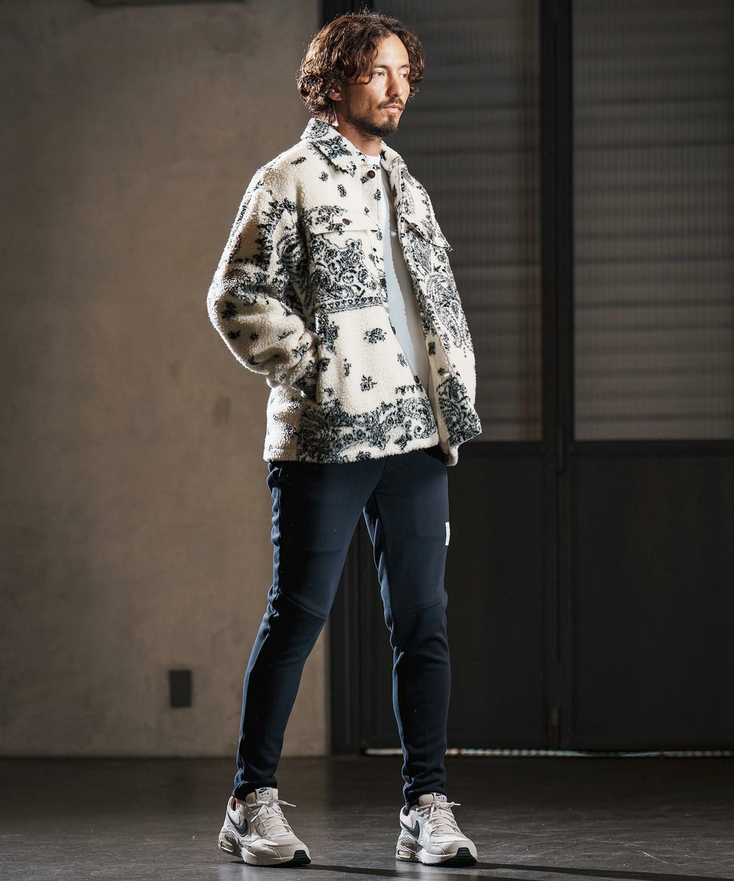 wjk reluxe】paisley pattern boa fleece CPO jacket ボアフリース