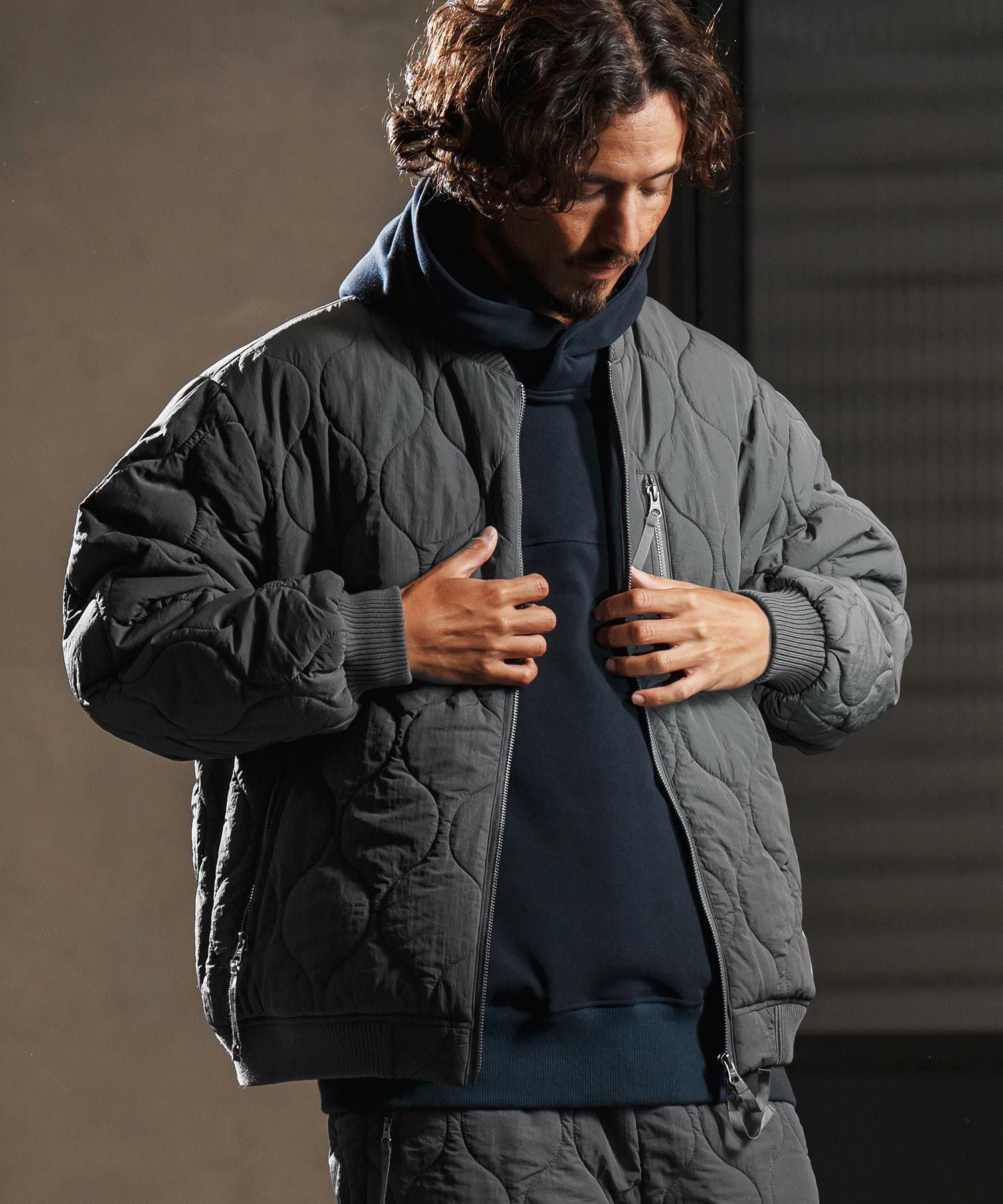 wjk reluxe】gourd quilting MA-1 type blouson キルティングブルゾン