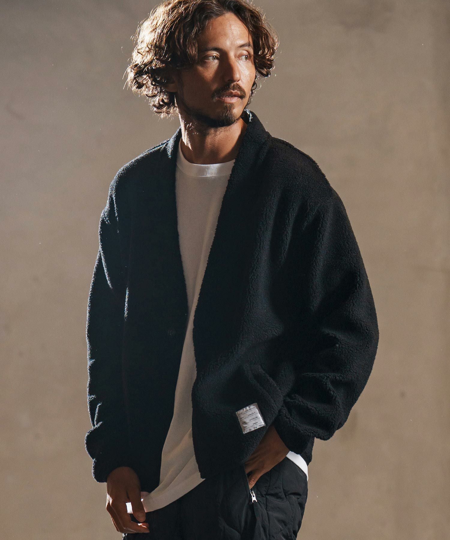 REMI RELIEF スナップ ボア フリース カーディガン ジャケット REMI RELIEF (レミレリーフ) ストラップ付ボアカーデ