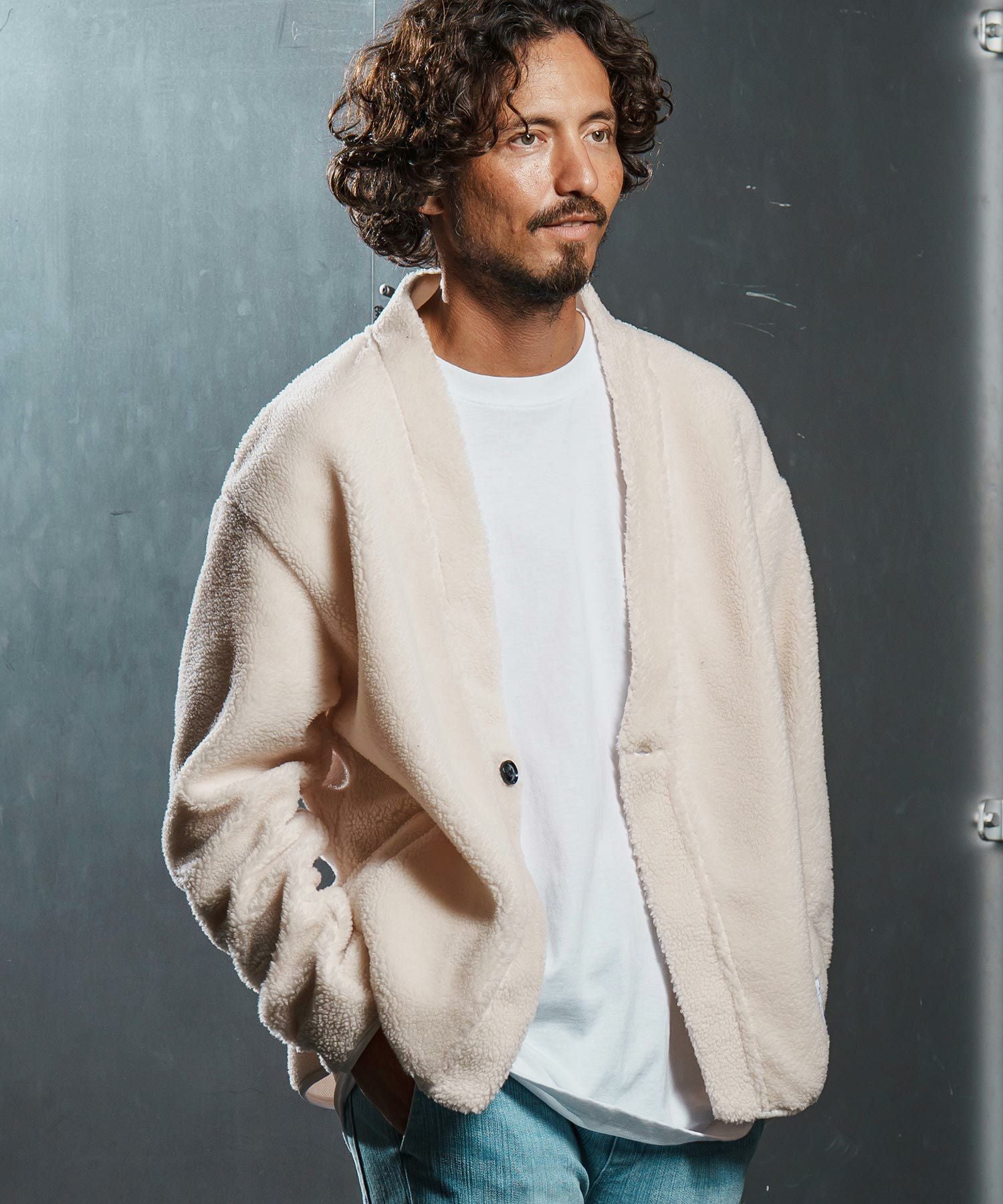 wjk reluxe】boa fleece X cardigan ボアフリースカーディガン(WR25W