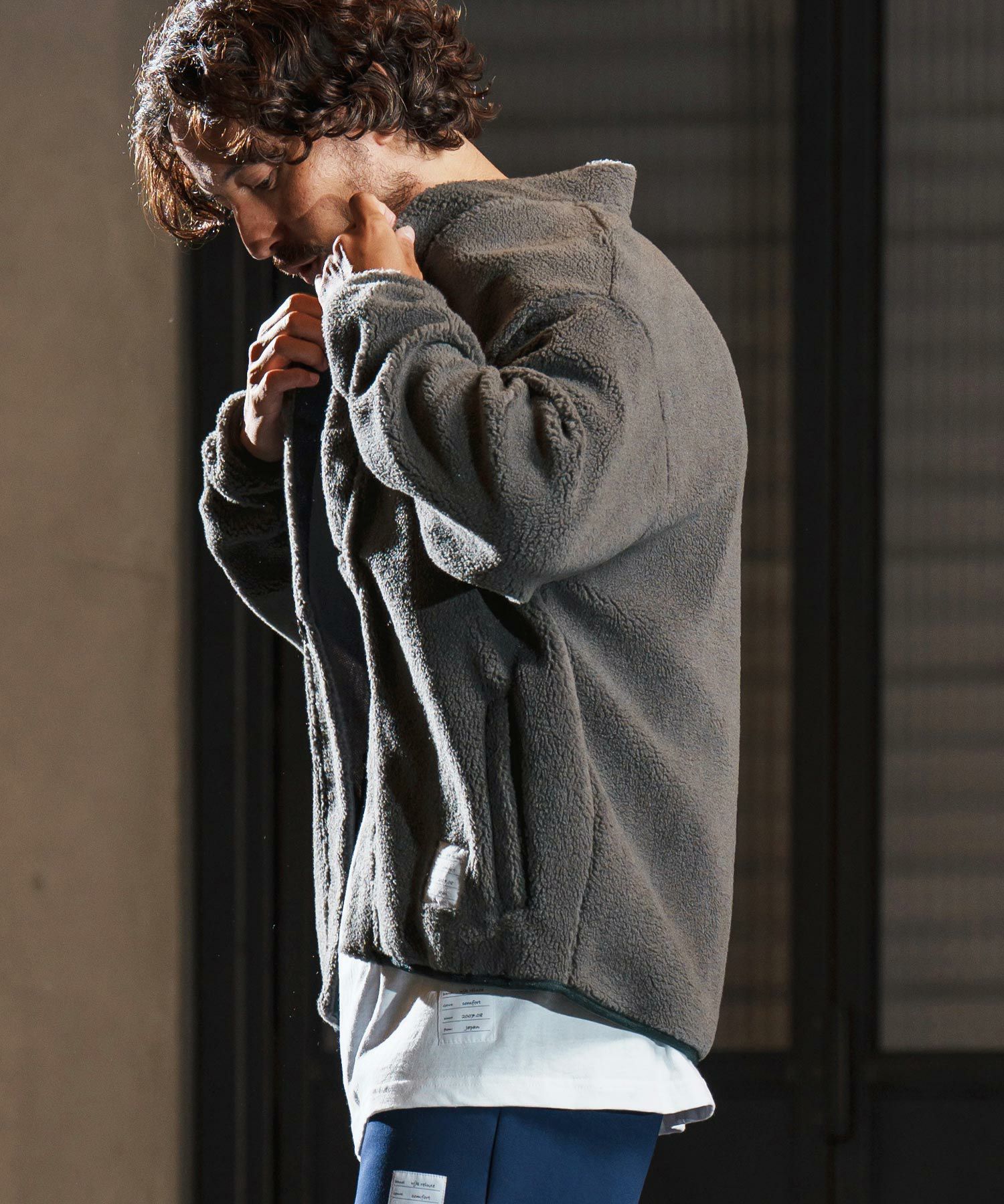wjk reluxe】boa fleece X cardigan ボアフリースカーディガン(WR25W