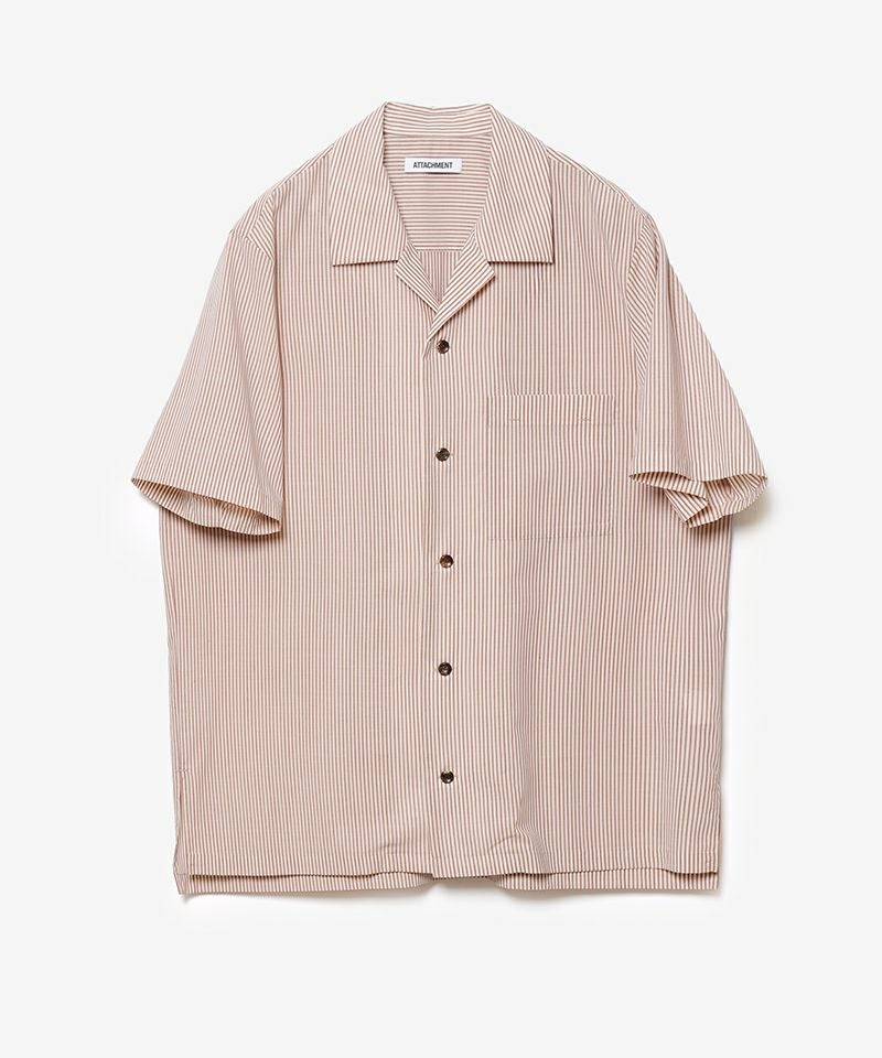 ATTACHMENT(アタッチメント)】WO-PE STRIPE OPEN COLLAR S-S SHIRT