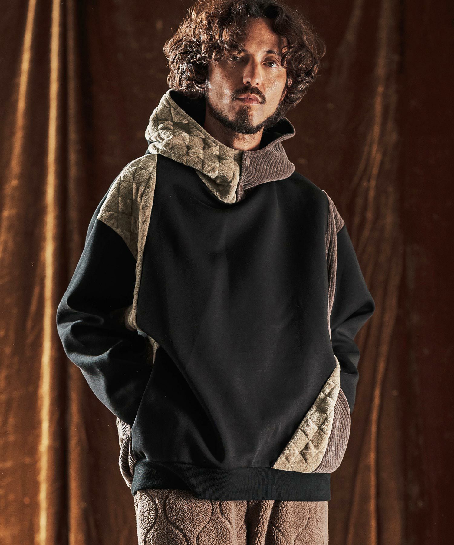 ANGENEHM(アンゲネーム)】Switching Design Oversized Hoodie プル