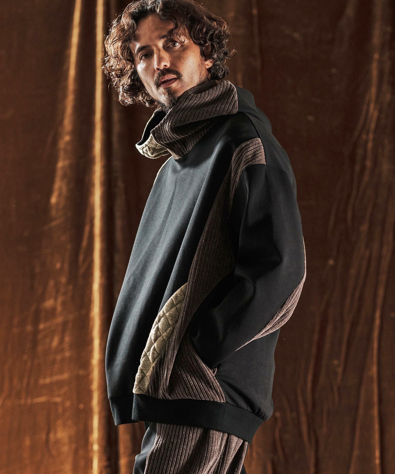 ANGENEHM(アンゲネーム)】Switching Design Oversized Hoodie プル