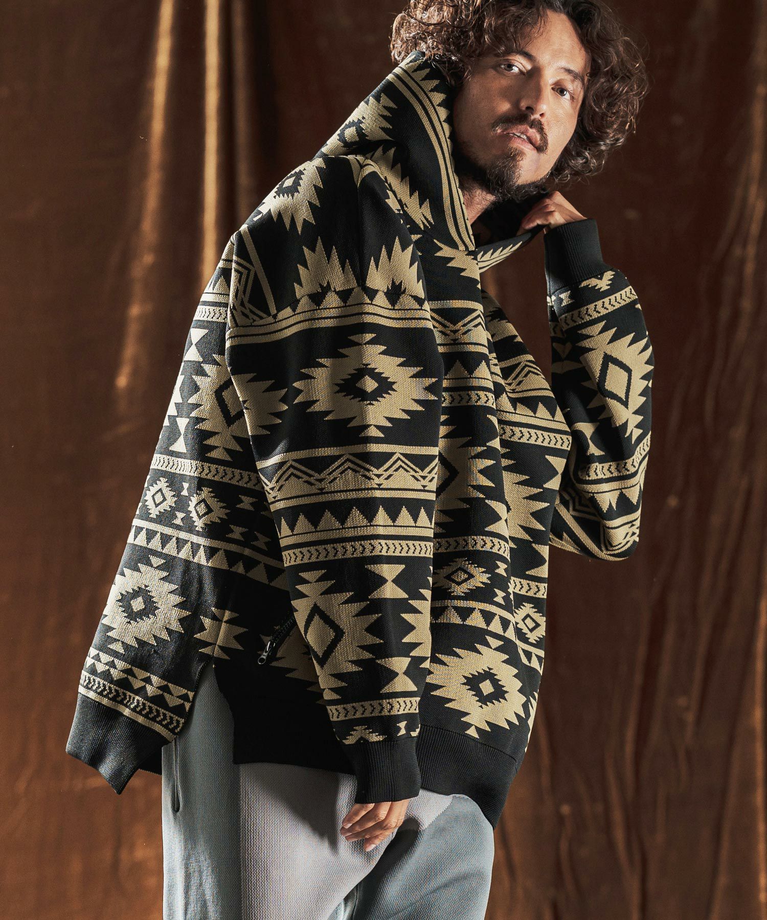 30%OFF【ANGENEHM(アンゲネーム)】Native Pattern Hoodie -Airy Yarn