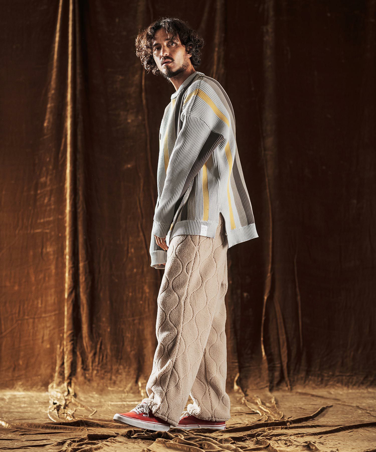 30%OFF【ANGENEHM(アンゲネーム)】Multi-Stripe Crew Knit -Airy Yarn
