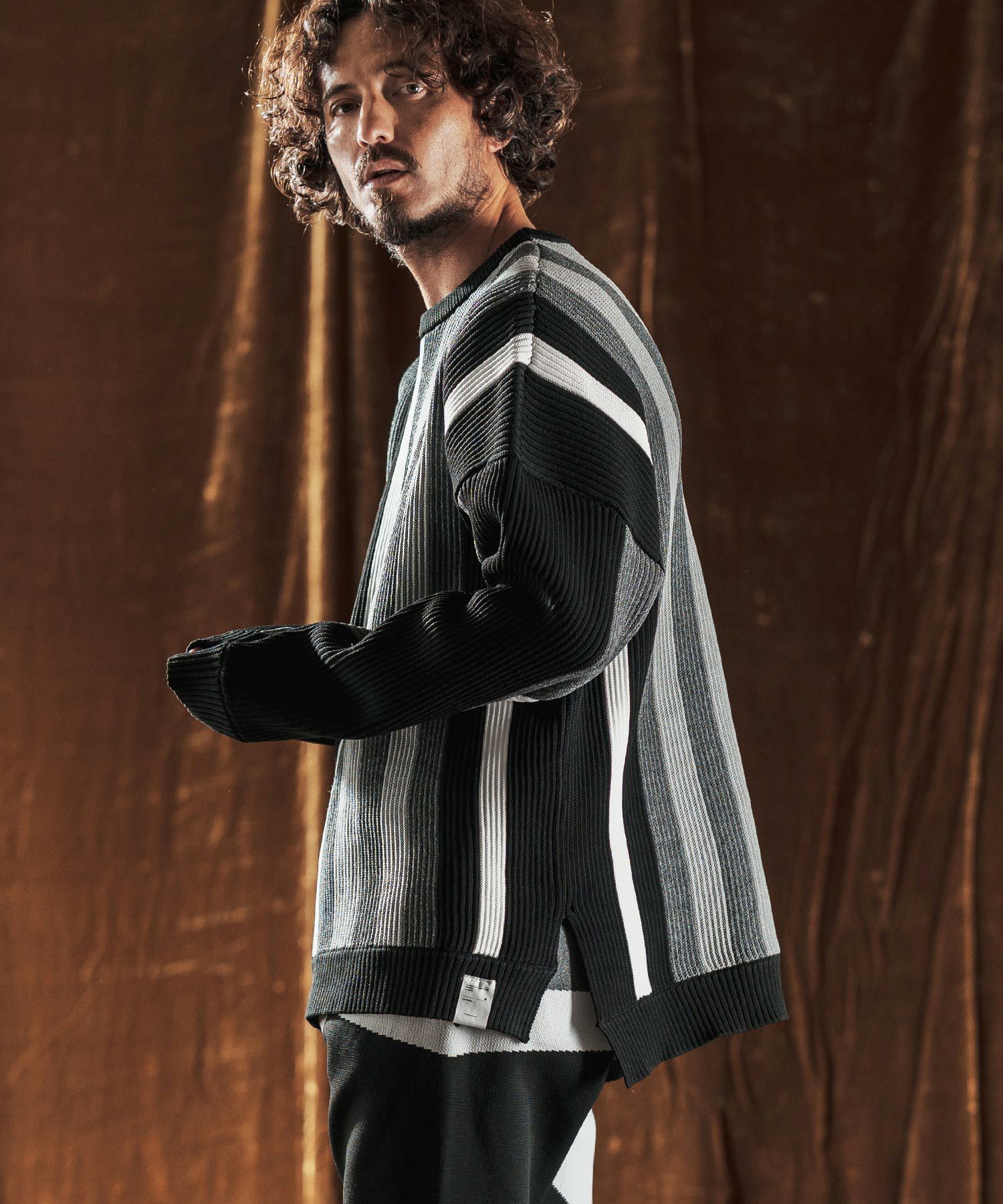 30%OFF【ANGENEHM(アンゲネーム)】Multi-Stripe Crew Knit -Airy Yarn