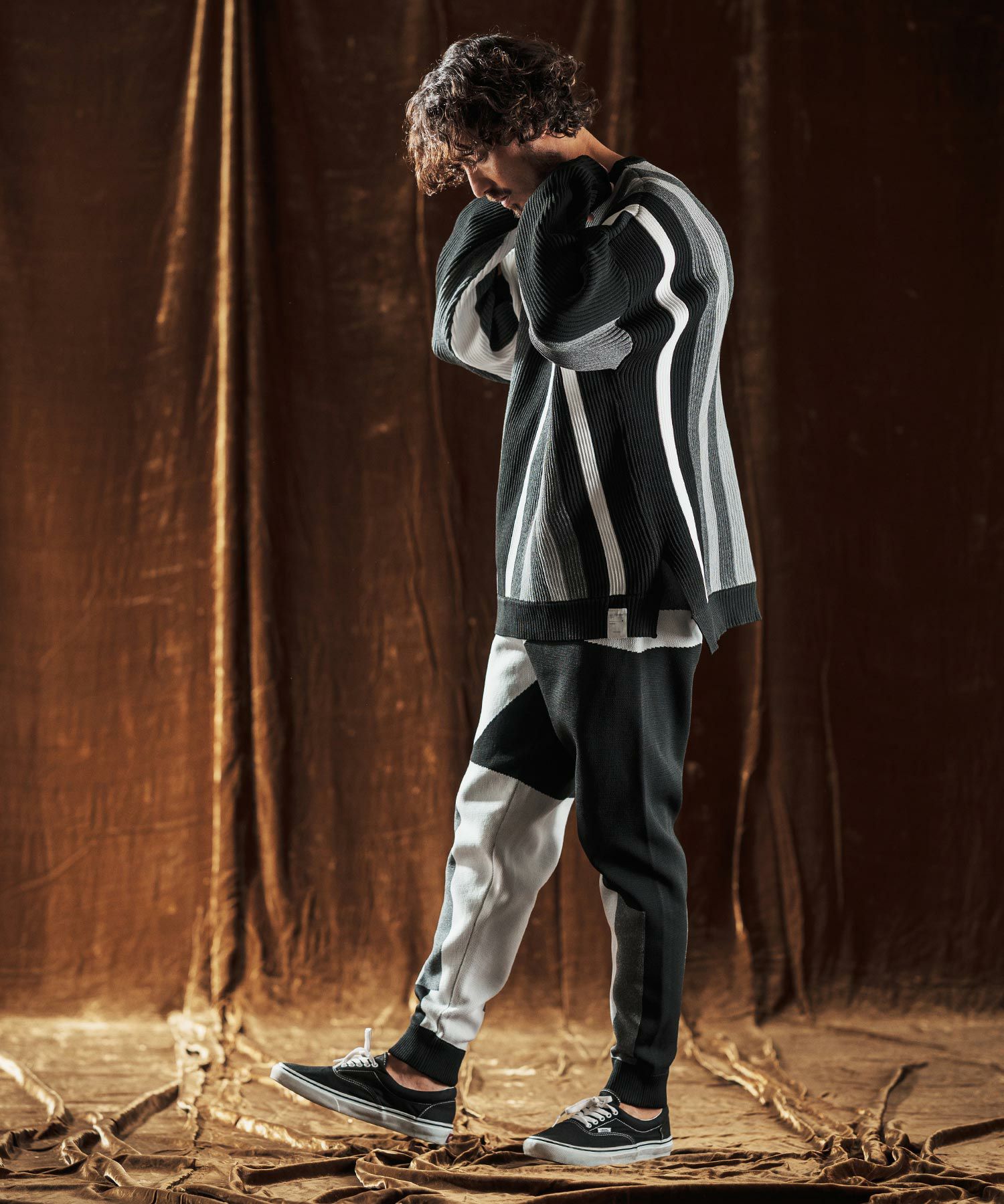 30%OFF【ANGENEHM(アンゲネーム)】Multi-Stripe Crew Knit -Airy Yarn