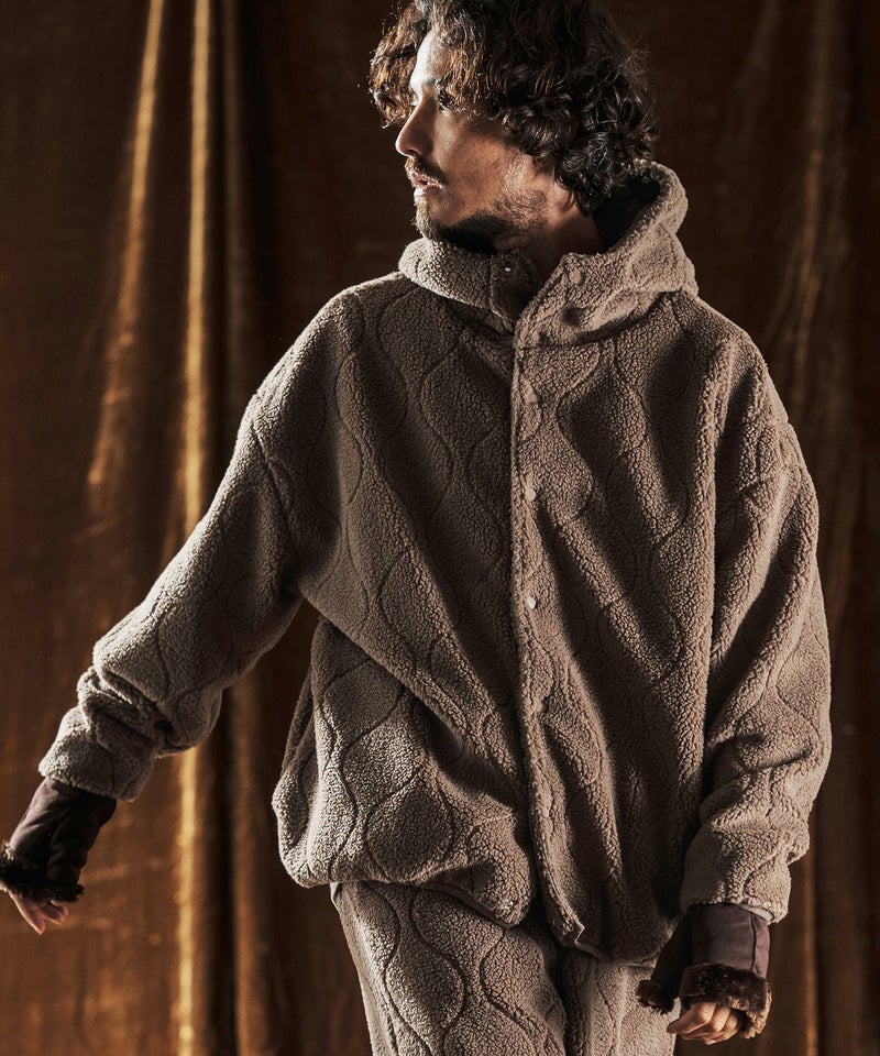 ANGENEHM(アンゲネーム)】Boa Quilt Hoodie ボアキルティングブルゾン 