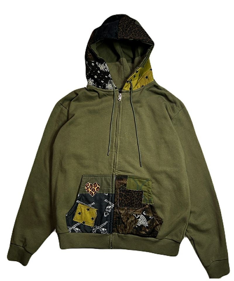 roarguns(ロアーガンズ)】PATCH WORK HOODIE ジップパーカー(26SGB-09