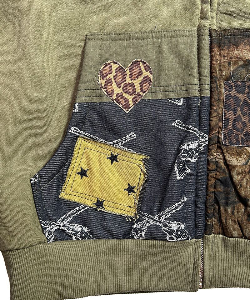 roarguns(ロアーガンズ)】PATCH WORK HOODIE ジップパーカー(26SGB-09