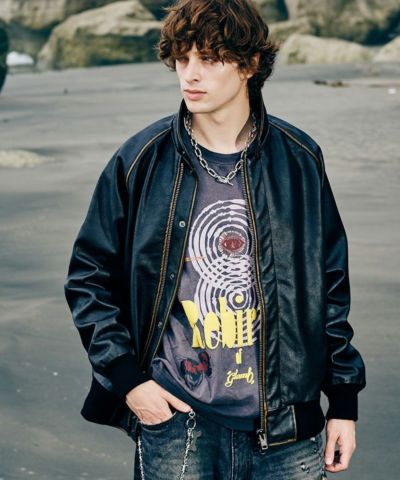 glamb(グラム)】Leather Bomber Jacket レザーボマージャケット(GB0425