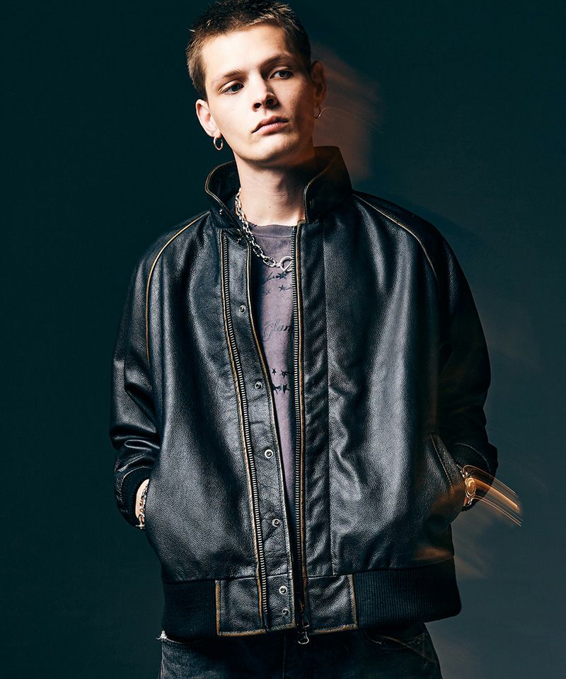 glamb(グラム)】Leather Bomber Jacket レザーボマージャケット(GB0425